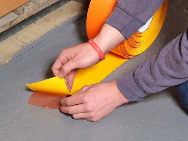 Vloermarkeringstape extra dun Thinstripe 75 mm geel-zwart