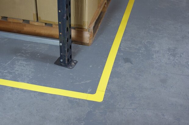 Vloermarkeringstape extra dun Thinstripe 75 mm geel-zwart