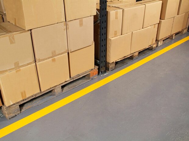 Vloermarkeringstape extra dun Thinstripe 100 mm geel-zwart