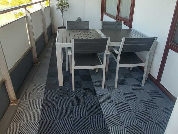 BoDeck Standard Balkonvloertegel &ndash; Open Drainage Kliktegel (PP)| Donkergrijs