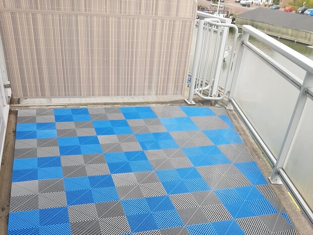 BoDeck Standard Balkonvloertegel &ndash; Open Drainage Kliktegel (PP) Weiss-Alu