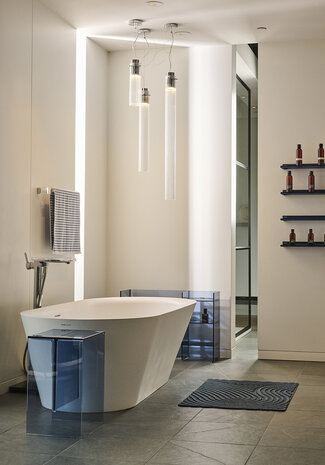 Douche-badkamermat WaterHog Fingerprint Blauw 55x85 cm