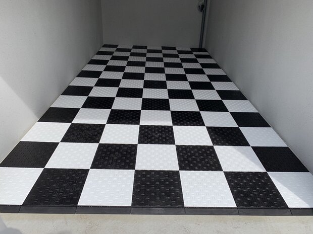 BoDiamond-Garagetegels-18 mm&ndash;wit-alu-traanplaatmotief 