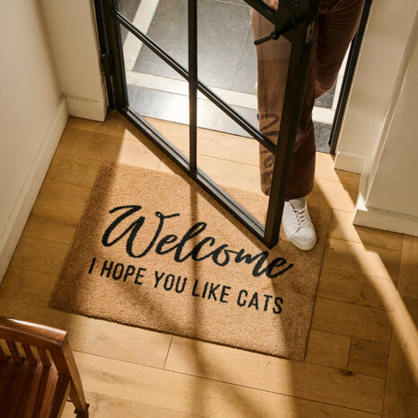 ColorStar- I Hope you like cats- binnendeurmat-kameel-85x150 cm