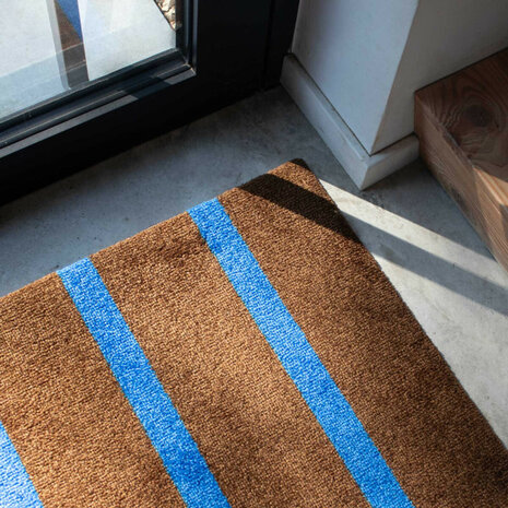 ColorStar- Lines- binnendeurmat-bruin-koningsblauw-85x150cm
