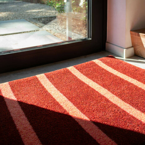 ColorStar- Lines- binnendeurmat-bruin-zalm-60x85 cm