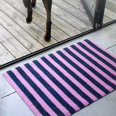 ColorStar- Stripes- binnendeurmat-rose-marine-85x115cm