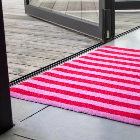 ColorStar- Stripes- binnendeurmat-rose-rood-85x115 cm
