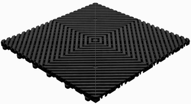 BoGrid balkontegels 18 mm&ndash;open kliktegels-vlak | Zwart