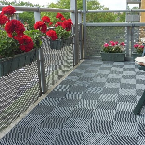BoDeck balkonvloeren 18 mm &ndash; open kliktegels-afgerond | Rood