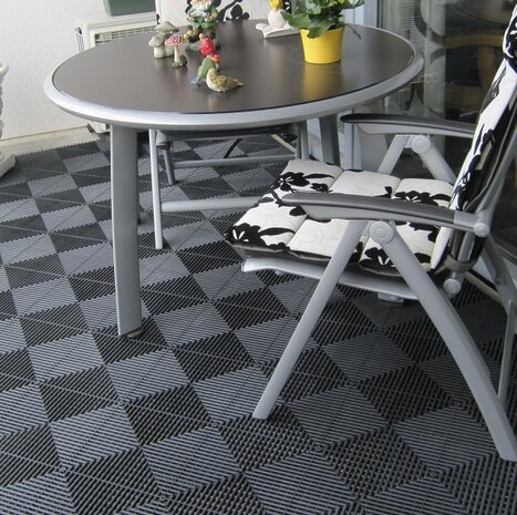 BoDeck balkonvloeren 18 mm &ndash; open kliktegels-afgerond | Zwart