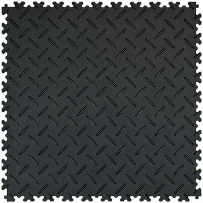 Klickfliese Recycling PVC 7mm EcoStrong Riffelblech Schwarz Klickfliese Recycling PVC 7mm EcoStrong Riffelblech Schwarz