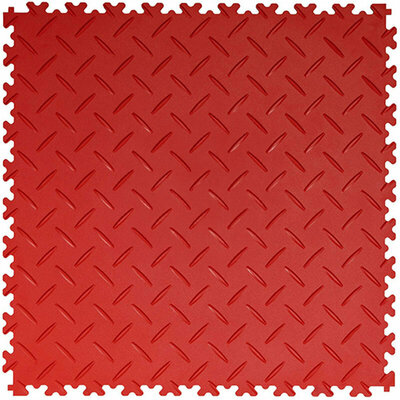 BoSepta PVC Klickfliese Garagenboden–7mm-Rot-Riffelblech