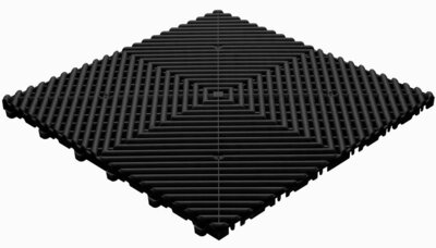 BoDeck Balkonboden 18 mm – Offene Klickfliesen-abgerundet | Schwarz